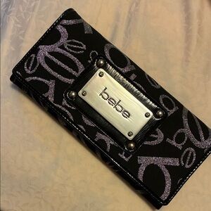 Bebe Black Wallet with Silver Design